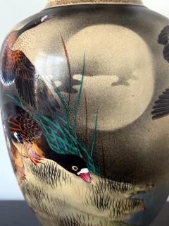  Kinkozan Large Japanese Ceramic Vase with Flying Autunm Geese by Kinkozan Studio - 4405104