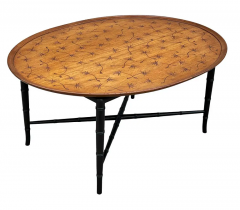  Kittinger Furniture Co Hollywood Regency Faux Bamboo Tray Cocktail Table with Oak Top by Kittinger - 3114302