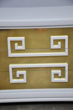  Kittinger Furniture Co Kittinger Greek Key Chests in White Lacquer with Brass Clad Drawer Fronts - 453782