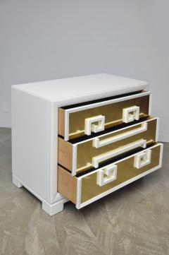  Kittinger Furniture Co Kittinger Greek Key Chests in White Lacquer with Brass Clad Drawer Fronts - 453785