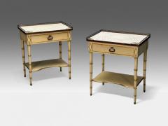  Kittinger Furniture Co Kittinger Hollywood Regency Style Nightstands Faux Bamboo Painted Wood Brass - 3977893