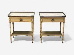  Kittinger Furniture Co Kittinger Hollywood Regency Style Nightstands Faux Bamboo Painted Wood Brass - 3977894