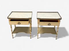  Kittinger Furniture Co Kittinger Hollywood Regency Style Nightstands Faux Bamboo Painted Wood Brass - 3977899