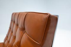  Knoll 1960s Pair of Cognac Leather Barcelona Chairs with Ottoman for Knoll - 2350488