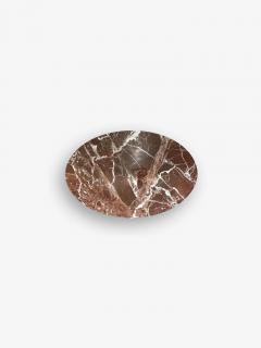  Knoll EERO SAARINEN OVAL SIDE TABLE WITH ROSSO RUBINO POLISHED MARBLE BLACK BASE - 3145330
