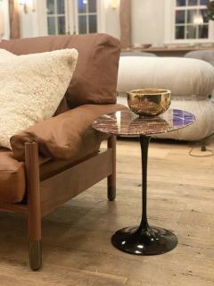  Knoll EERO SAARINEN OVAL SIDE TABLE WITH ROSSO RUBINO POLISHED MARBLE BLACK BASE - 3145331