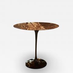  Knoll EERO SAARINEN OVAL SIDE TABLE WITH ROSSO RUBINO POLISHED MARBLE BLACK BASE - 3149965