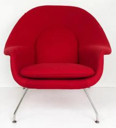  Knoll Eero Saarinen Style Womb Chair and Ottoman with Chromed Metal Needs Reupholstery - 3680502