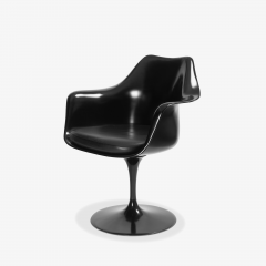  Knoll Eero Saarinen for Knoll Tulip Chairs in Black with Black Leather Set of 4 - 2265764