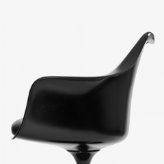  Knoll Eero Saarinen for Knoll Tulip Chairs in Black with Black Leather Set of 4 - 2265766