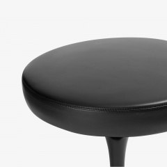  Knoll Eero Saarinen for Knoll Tulip Stools in Black Leather - 2265797