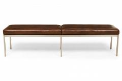  Knoll Harry Bertoia for Knoll Associates Brown Leather and Chrome Bench - 2794347