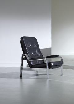  Knoll International Reclining Armchair in Metal and Leather - 3081222