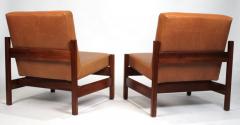  Knoll Joaquim Tenreiro Style Peroba Lounge Chairs in leather for Knoll Forma Brazil - 747831