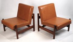  Knoll Joaquim Tenreiro Style Peroba Lounge Chairs in leather for Knoll Forma Brazil - 747832