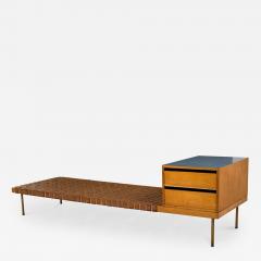  Knoll Knoll Associated Leather Strap Wooden Bench with Two Drawer Cabinet - 4307293