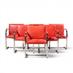  Knoll Knoll Brno Flat Bar Mid Century Chrome Dining Chairs Set of 6 - 4711572