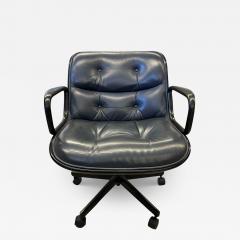  Knoll Knoll Pollock Executive Chair in Navy Leather Matte Black Frame - 3828757