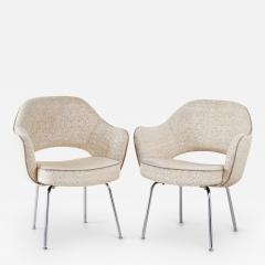  Knoll Knoll Saarinen Executive Arm Chairs in Edelman Hair on Hide Leather Pair - 3372614