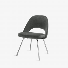  Knoll Knoll Saarinen Executive Chairs in Gunmetal Cotton Velvet Chrome Legs Set of 6 - 3348383