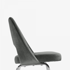  Knoll Knoll Saarinen Executive Chairs in Gunmetal Cotton Velvet Chrome Legs Set of 6 - 3348384