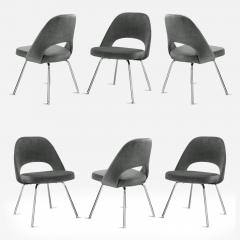  Knoll Knoll Saarinen Executive Chairs in Gunmetal Cotton Velvet Chrome Legs Set of 6 - 3349666