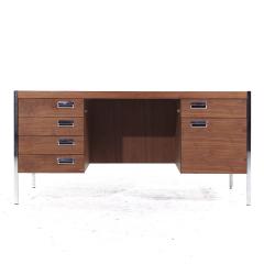  Knoll Knoll Style Mid Century Chrome and Walnut Executive Desk - 3839424