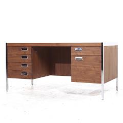  Knoll Knoll Style Mid Century Chrome and Walnut Executive Desk - 3839426