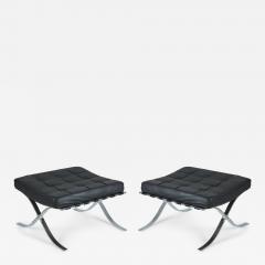 Knoll Leather And Chrome Ottomans Benches Manner Of Mies Van Der Rohe For Knoll - 3179069