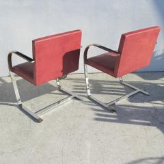  Knoll Mid Century Knoll Mies van der Rohe Brno Stainless Steel Flat Bar Chairs Pair - 3032567