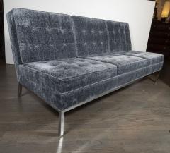  Knoll Mid Century Modern Button Back Tufted Sofa in Textural Sapphire Velvet by Knoll - 1540086