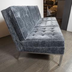  Knoll Mid Century Modern Button Back Tufted Sofa in Textural Sapphire Velvet by Knoll - 1540091