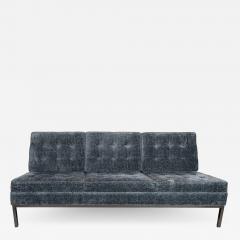  Knoll Mid Century Modern Button Back Tufted Sofa in Textural Sapphire Velvet by Knoll - 1541313