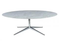  Knoll Mid Century Modern Oval Dining Table or Desk by Florence Knoll in Carrara Marble - 3146187
