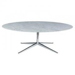  Knoll Mid Century Modern Oval Dining Table or Desk by Florence Knoll in Carrara Marble - 3146195