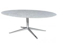  Knoll Mid Century Modern Oval Dining Table or Desk by Florence Knoll in Carrara Marble - 3146251