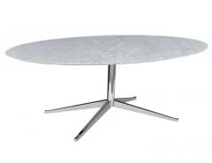  Knoll Mid Century Modern Oval Dining Table or Desk by Florence Knoll in Carrara Marble - 3146253