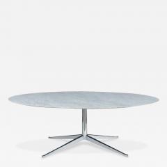  Knoll Mid Century Modern Oval Dining Table or Desk by Florence Knoll in Carrara Marble - 3149896