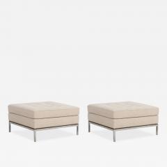  Knoll Pair of Florence Knoll Fabric and Steel Ottomans 1965 - 4351099