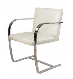  Knoll Pair of Mid Century Chrome and White Leather Armchairs - 4274062