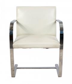  Knoll Pair of Mid Century Chrome and White Leather Armchairs - 4274063