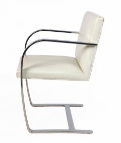  Knoll Pair of Mid Century Chrome and White Leather Armchairs - 4274065