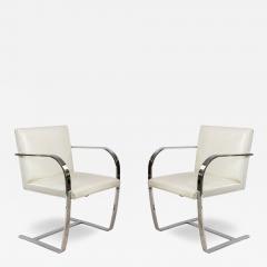  Knoll Pair of Mid Century Chrome and White Leather Armchairs - 4289880