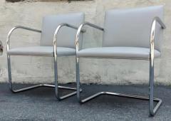  Knoll Pair of Mies Van Der Rohe for Knoll International Brno Chairs Steel Leather - 3146176