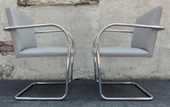  Knoll Pair of Mies Van Der Rohe for Knoll International Brno Chairs Steel Leather - 3146249
