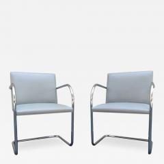  Knoll Pair of Mies Van Der Rohe for Knoll International Brno Chairs Steel Leather - 3149894