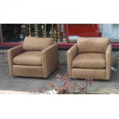  Knoll Pair of Pfister Lounge Chairs in Suede with Down Cushions - 2814086