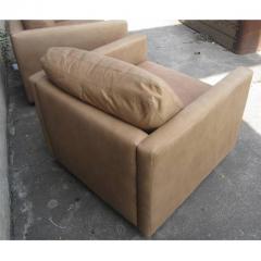  Knoll Pair of Pfister Lounge Chairs in Suede with Down Cushions - 2814088