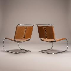  Knoll Rare Knoll MR30 5 Lounge Chairs in Caramel Leather by Mies van der Rohe Pair - 4729426