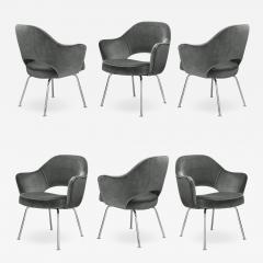  Knoll Saarinen Executive Arm Chairs in Graphite Velvet for Knoll Set of 6 - 2077791